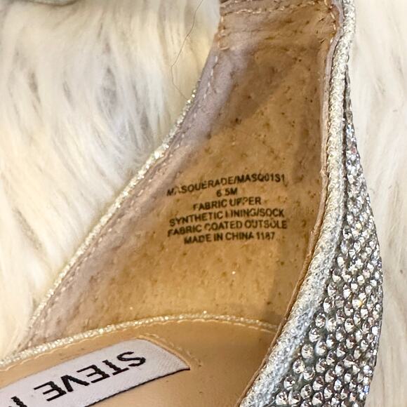 Steve Madden Masquerade Heels Sparkle Crystal Rhinestone Stiletto Sandals Silver - Picture 11 of 12